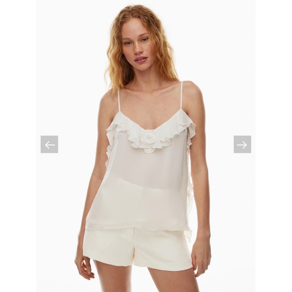 Aritzia Wilfred Curtsy Camisole Fairy Tank Boho Preppy Coquette White Top XS